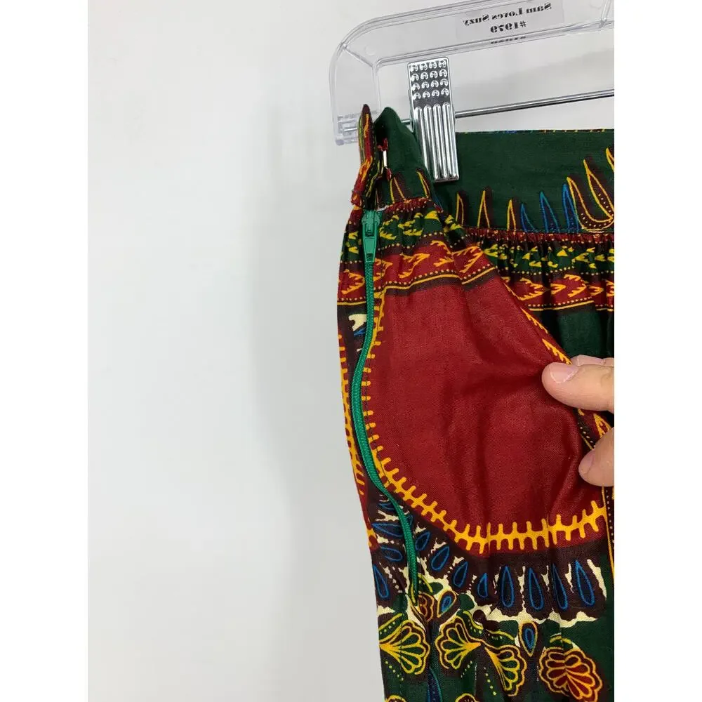 Unbranded Maxi Skirt Women's Size Medium 8/10 Ethnic Printed A-Line Green Red